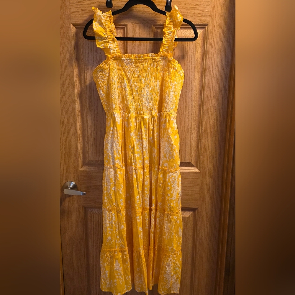 Torrid Yellow Floral Smocked Dress